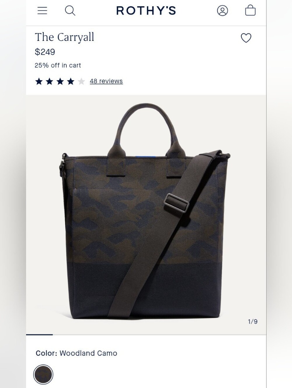 Rothys Carryall in Woodland Camo